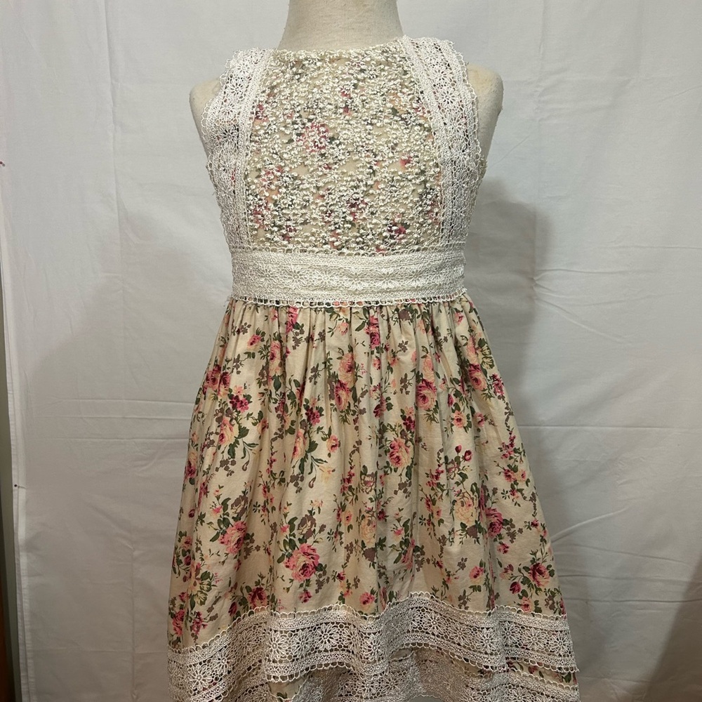 Tish Scully Delphine Boho Lace Floral High Low Girls Dress